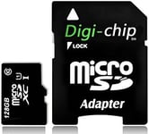 Digi Chip 128 GO Class 10 UHS-1 Micro-SD Carte MÉMOIRE pour Nokia 1 Plus, Nokia 3.2, Nokia 4.2, Nokia 6.2, Nokia 7.2, Nokia X71