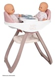 Smoby - Baby Nurse - Chaise Haute Jumeaux - pour Poupons et Poupées - Transformable en Bascule - 4 Accessoires Inclus - 220371 - Beige