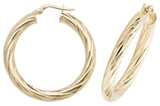 James Moore TH ER1059-25 9ct Yellow Gold 25mm Hoop Earrings Jewellery