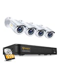 Anlapus H.265+ Full HD 1080P Kit Caméras Surveillance 4X Caméra Extérieure 2MP IP66 avec Enregistreur 8CH en 1080P Disque Dur 1TB APP Gratuite Alerte par E-Mail & Détection de Mouvement