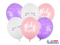 Partydeco Sb14p-204-000-6, Toy Balloon, Latex, Svart, Blå, Rosa, Vit, Oval, 30 Cm, 6 Styck