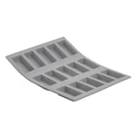 De Buyer - Plaque de 15 mini Financiers ELASTOMOULE en mousse de silicone - 21 x 17,6 cm, portion 4,9 x 2,6 cm -, Gris