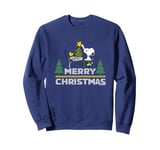 Peanuts Christmas Snoopy And Woodstock Decorating Xmas Tree Sweatshirt