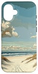 Coque pour iPhone 16 Plage de sable avec dunes - Graphique vintage