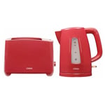 Pack Livoo Bouilloire Electrique Rouge 1.7L 2200W + Grille-Pain Toaster 750W 2 Fentes