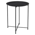 Table d'appoint basse ronde anthracite 43cm H52 cm métal revêtu poudre pliable