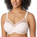 DELIMIRA Femme Soutien Gorge Grande Taille avec Armature de Maintien Entièrement Couvrant et Légèrement Rembourré Rose Blanc 105C