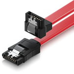 deleyCON 0,5m SATA III Câble S-ATA 3 Câble de Données HDD SSD Câble de Raccordement Câble de Connexion Un Clip en Métal 6 Gb/s 1x Fiches Droites 1x 90° de Type L - Rouge