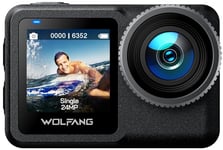 WOLFANG Caméra Sport GA440 5K30FPS 24MP, Caméra Aquatique Submersible 40M,Le Corps est étanche à 12 m,Écran Tactile 2,2",WiFi 5G, EIS, Batterie Interne 1650 mAh,Stockage de 64 Go,Divers Accessoires