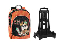 Franco Cosimo Panini Sac à Dos organisé Trolley détachable New Lyon Gamer, Noir Orange, Noir et Orange., Décontracté