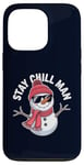 Coque pour iPhone 13 Pro Stay Chill, Man Cool Winter Snowman, Noël