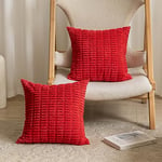 Home Brilliant Christmas Cushion Covers 60cm x 60cm Set of 2, Decorative Corduroy Extra Large Cushions Covers for Living Room Bedroom, Set of 2, Red, 60x60