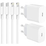 (2-PACK) 2M iPhone 20W USB C snabbladdare OCH USB-C till Lightning kabel 2 meter