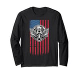 Born For A Purpose, To Ride it. USA American Flag Motorcycle Long Sleeve T-Shirt