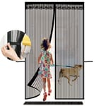 Orumrud Magnetic Fly Screen for Door, Auto Closing Door Curtain Mesh Screen with Vertical stripes Anti Mosquito Storage Straps for Room Patio French Door, Fit Doors Up to