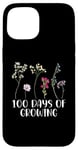 iPhone 15 Funny 100 Days Of Growing Teacher 100 day School Kids Flower Case