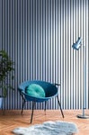 A.S. Création Non-Woven Wallpaper with Metallic Effect Wall Panel Motif 0,53 x 10,05 m - Black Grey Blue Metallic - Wood Look Wallpaper Made in Germany - 786273