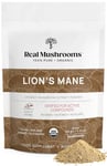 Real Mushrooms Lion’s Mane Powder - Organic Lions Mane Mushroom Extract for Cognitive Function & Immune Support - Brain Supplements for Memory and Focus - Vegan Mushroom Supplement, 150 Servings