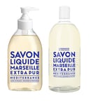 COMPAGNIE DE PROVENCE - Liquid Marseille Soap Mediterranean Sea 300 ml + COMPAGNIE DE PROVENCE - Liquid Marseille Soap Mediterranean Sea Refill 1000 ml