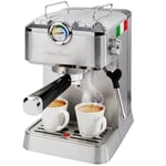 ProfiCook - Machine à expresso professionnelle italienne - Avec porte-filtre - Pompe à expresso professionnelle italienne 20 bar - Pour poudre de café et capsules compatibles Nespresso - Porte-filtre