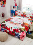 Bedding Den Bright Vintage Floral King Size Duvet Cover and Matching Pillowcases Set