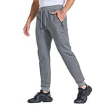 JustSun Tracksuit Bottoms Mens Joggers Slim Fit Jogging Bottoms Gym Running Trousers with Zip Pockets Grey S