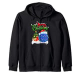 Xmas Tree Lights Santa Hat Bowling Ball Christmas Zip Hoodie