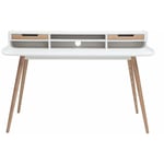 Miliboo - Bureau avec rangements scandinave blanc et bois clair L140 cm opus