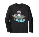 Billiards Penguin Hustler Pool Snooker Playing Pool Games Long Sleeve T-Shirt