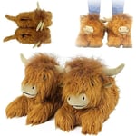 Highland Cattle Tofflor, Fluffiga Skotska Highland Cow Tofflor Plysch