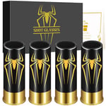 Spider Plastic Shot Glasses, Set of 4 with Gift Box, Novelty Shot Glasses for Men Women Wedding Party Birthday Gifts, Arachnid Lovers Gifts, 12GA Small Bullet Shot Cups for Whiskey Vodka Liquor, Black