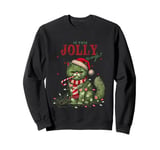 Is This Jolly Enough Black Cat Merry Christmas Tree Lights Sweatshirt