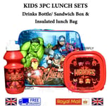 Marvel 3pc Lunch Box Set Avengers Sport Water Bottle, Lunch Bag and Lunch Box