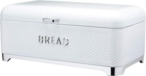 KitchenCraft Lovello Bread Bin, White Bread Bin, Textured Retro Bread Bin, 42 x