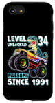 iPhone SE (2020) / 7 / 8 Level 34 Unlocked T Rex Monster Truck Dinosaur 34th Birthday Case