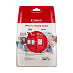 Canon PG-545 XL CL-546 XL VALUE Pack of 2 cartridges (Black XL Colour XL) + 50 sheets of 10x15cm Canon Photo Paper Genuine Canon (Plastic Pack)