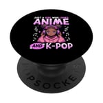 Just A Girl Who Loves Anime and K-Pop Afro-American Afro PopSockets PopGrip Adhésif