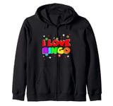 I LOVE Bingo Game Lover Zip Hoodie