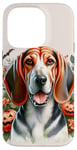 iPhone 14 Pro American English Coonhound Dog Halloween Watercolor Artwork Case