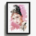 Arty Pie Framed Print Black A2 (24.5x18 Inch) Audrey Hepburn (7) V3, Wood, Multi-Colour, 60 x 42 x 2 cm