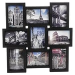 Large Multi Aperture Collage Picture Frame Holds 9/11/18 Photos 6x4 Wood Look (9 Piece Photo Frame, Black)