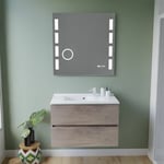 Cuisibane - Meuble vasque tout inox rosinox 80 cm + miroir Excellence- Bois- Plan vasque en Résine