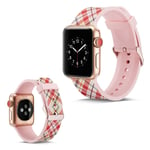 Apple Watch Series 5 44mm naamioitu silikoninen kellonauha - Ruusu Ruutukuvioita Pinkki