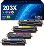 203X Cartouche de Toner pour HP 203X 203A CF540X CF540A pour HP Color Laserjet Pro MFP M281fdw M281fdn M281cdw M280nw Laserjet Pro M254dw M254dn (Noir Cyan Magenta Jaune, Pack de 4)