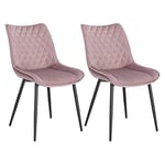 WOLTU Chaise de Salle à Manger Lot de 2, Moderne Chaise de Cuisine, Chaise scandinave, Chaise Coiffeuse, pour Salle de Séjour, Chambre à Coucher, Cuisine, en Velours et métal Rose BH208rs-2