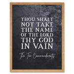 Ten Commandments Thou Shalt Not Take Name Of The Lord In Vain Christian Bible Verse Quote Scripture Typography Art Print Framed Poster Wall Decor 12x1