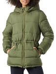 Amazon Essentials Women's Heavyweight Puffer Jacket with Drawstring Waist, Olive, XS