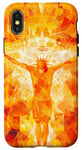 Coque pour iPhone X/XS Orange Abstrait Géométrique Jésus Est Roi Art