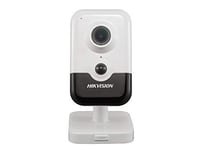 HIKVISION Caméra d'intérieur 4MP DS-2CD2443G0-IW PoE Cube Objectif 2,8 mm avec Fente SD intégrée, Wi-FI, Audio bidirectionnel, Version Anglaise, modèle de Remplacement pour DS-2CD2442FWD-IW