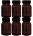 mikken Lot de 6 bocaux d'apothicaire marron avec bouchon à vis et étiquettes - Fabriqués en Allemagne - 250 ml